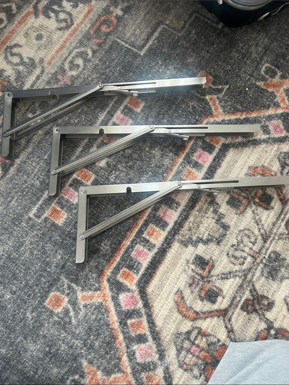 Silver Folding Shelf Brackets - Set of 3. 20” length